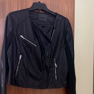 Blank NYC Black Leather Jacket with Silver Zippers